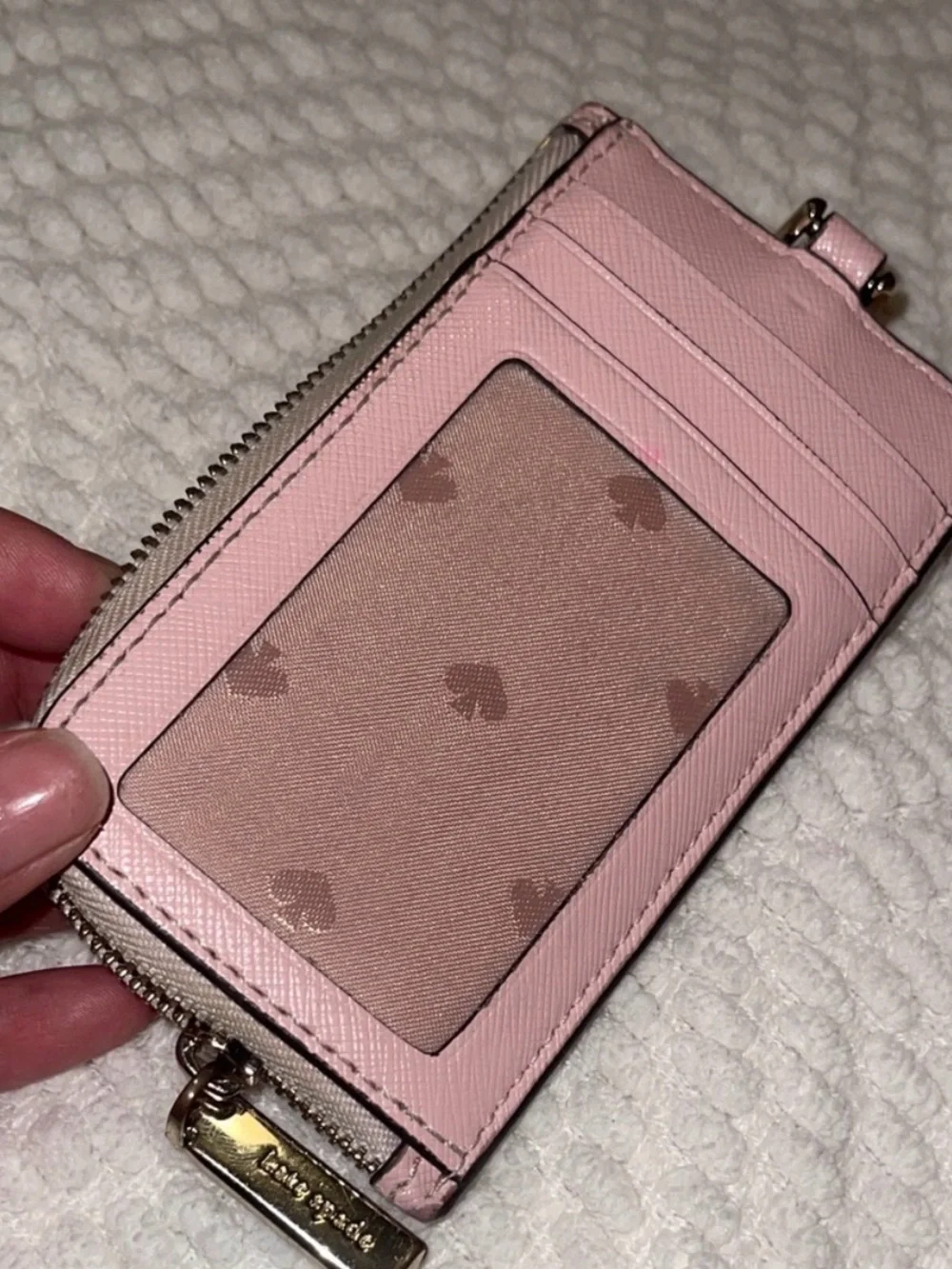 Kate Spade Wallet Lot of 2 Pink Beige Leather Card Holder Coin Purse